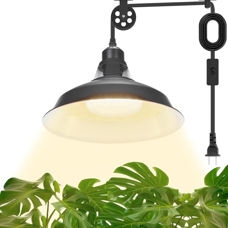 MYSWEETY Hanging Grow Light, Full Spectrum Hanging Plant Lights for Indoor, Vintage Decorative Grow Lights with 16.4FT Power Cord, Plug in Pendant Light with Adjustable Pulley for Plants, Flowers (1) - Image 1